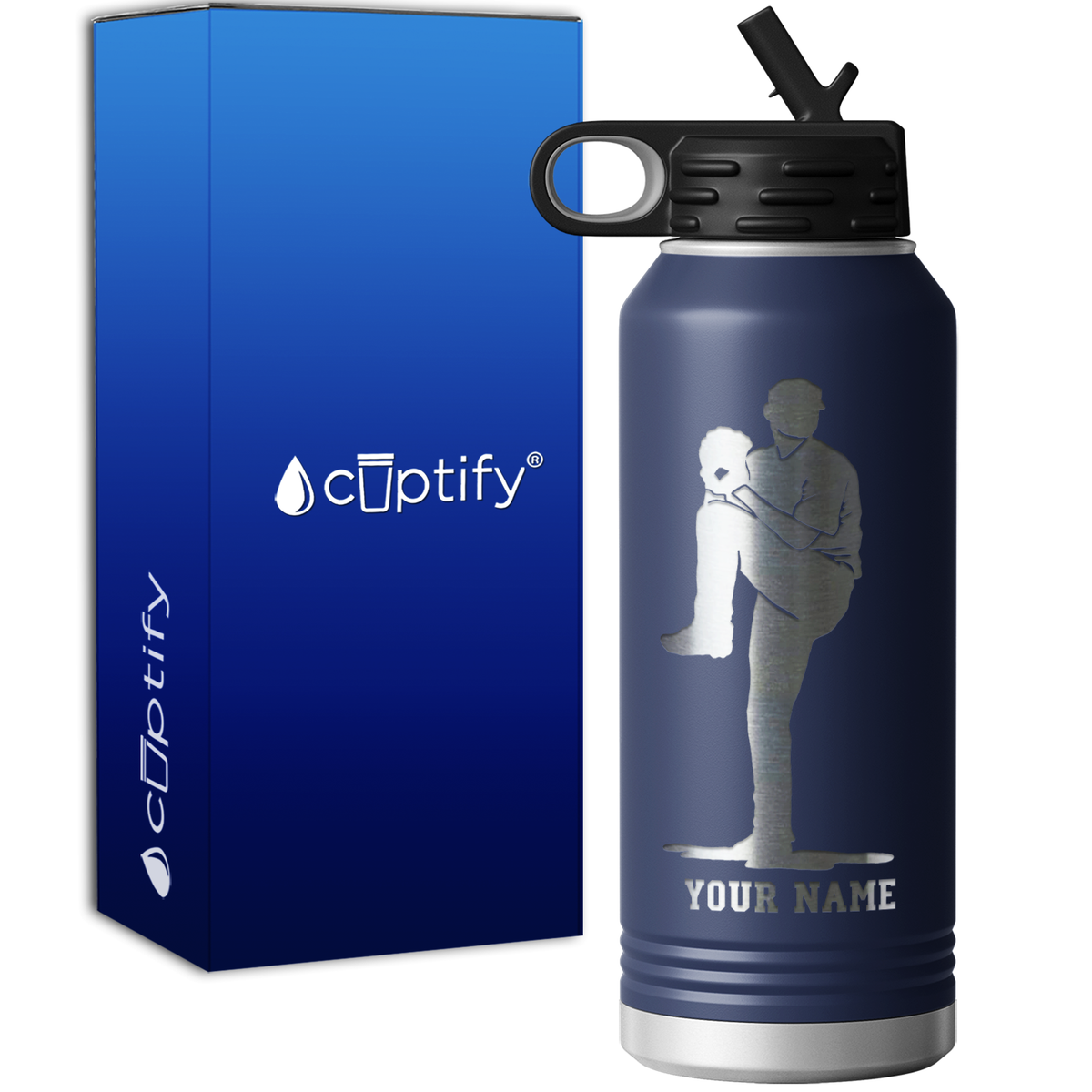 Personalized Baseball Pitcher 32oz Sport Water Bottle