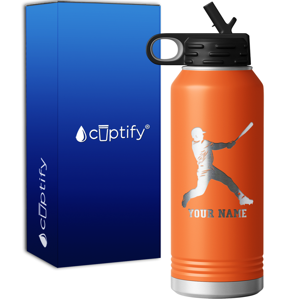 Personalized Baseball Player at Bat 32oz Sport Water Bottle