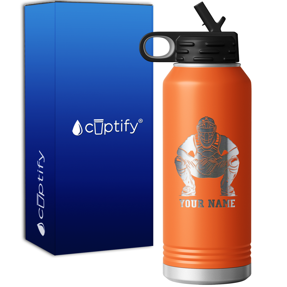 Personalized Baseball Catcher 32oz Sport Water Bottle
