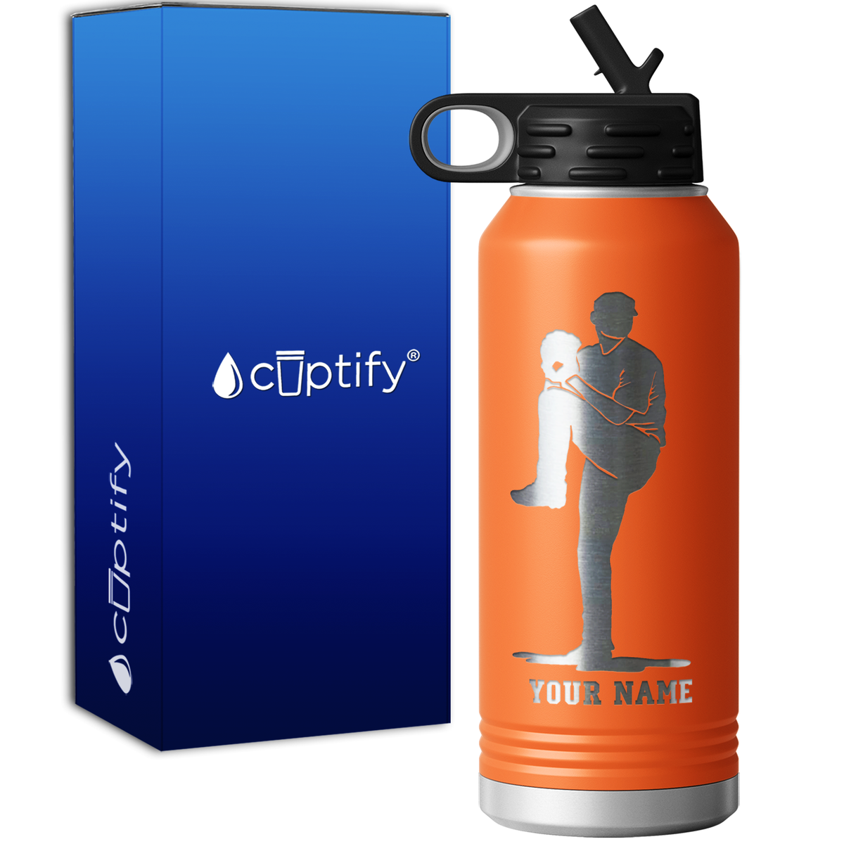 Personalized Baseball Pitcher 32oz Sport Water Bottle