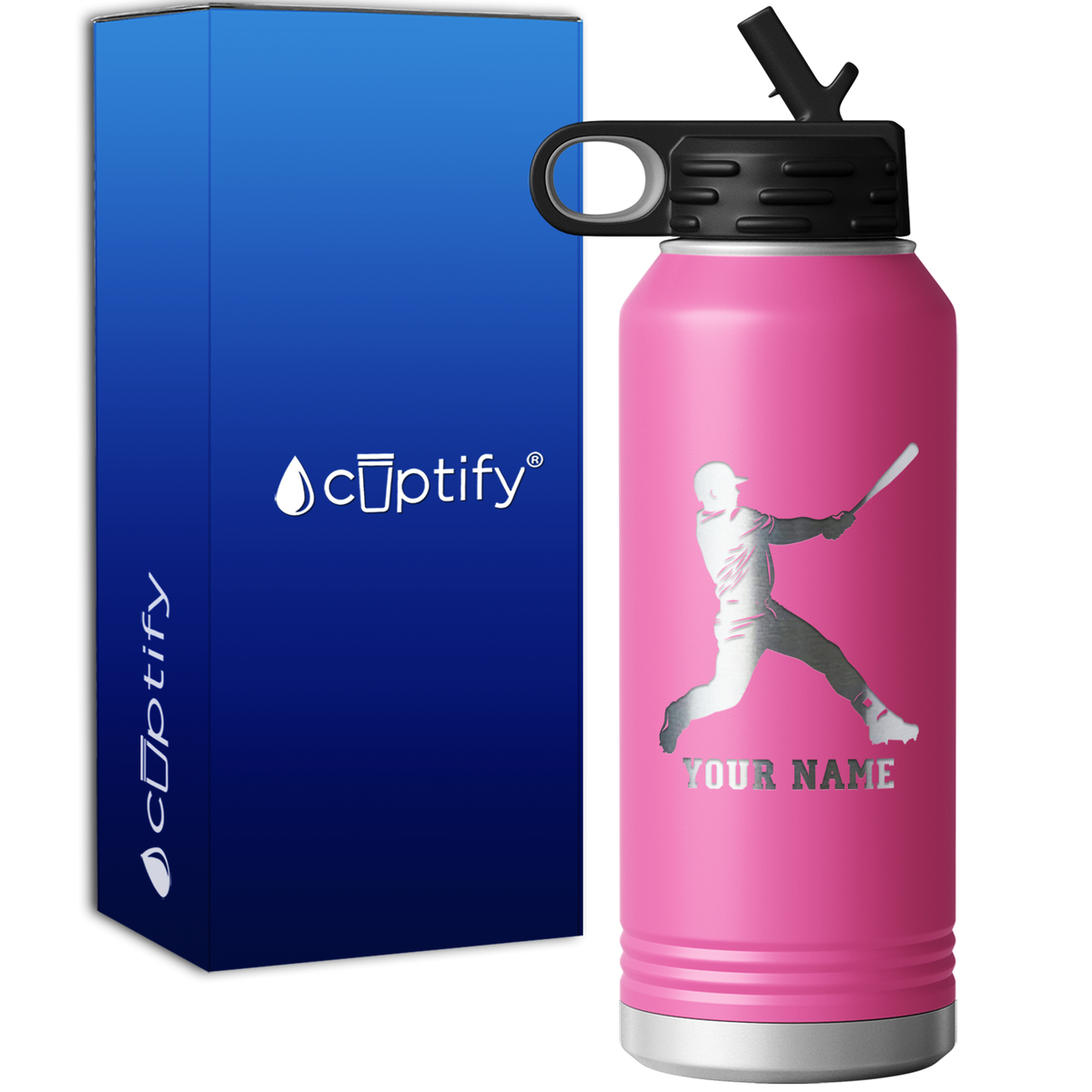 Personalized Baseball Player at Bat 32oz Sport Water Bottle
