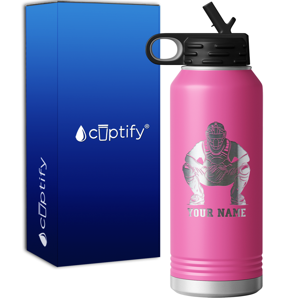 Personalized Baseball Catcher 32oz Sport Water Bottle