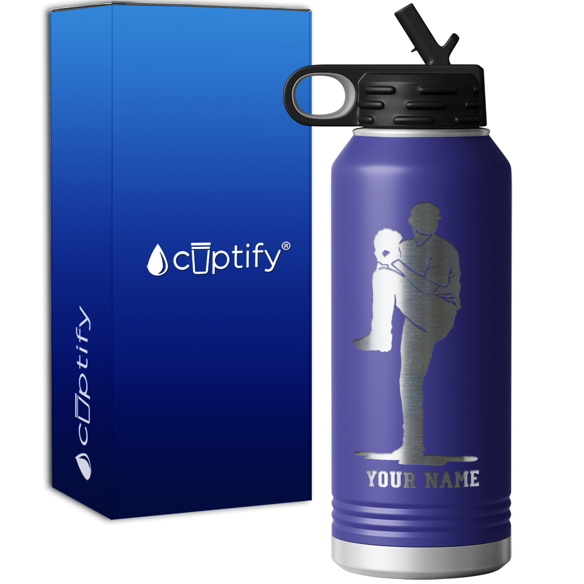 Personalized Baseball Pitcher 32oz Sport Water Bottle