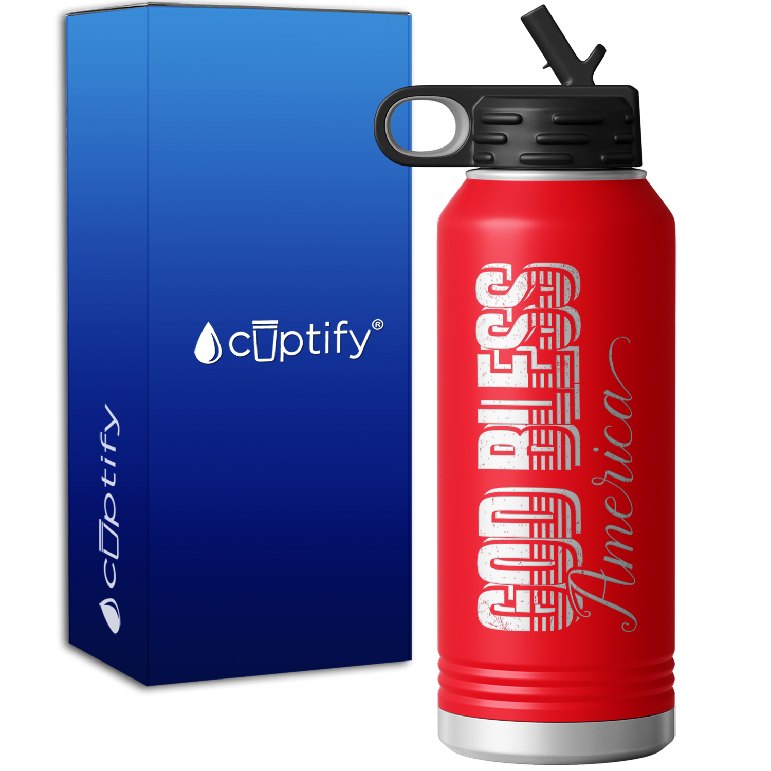 God Bless America 32oz Sport Water Bottle