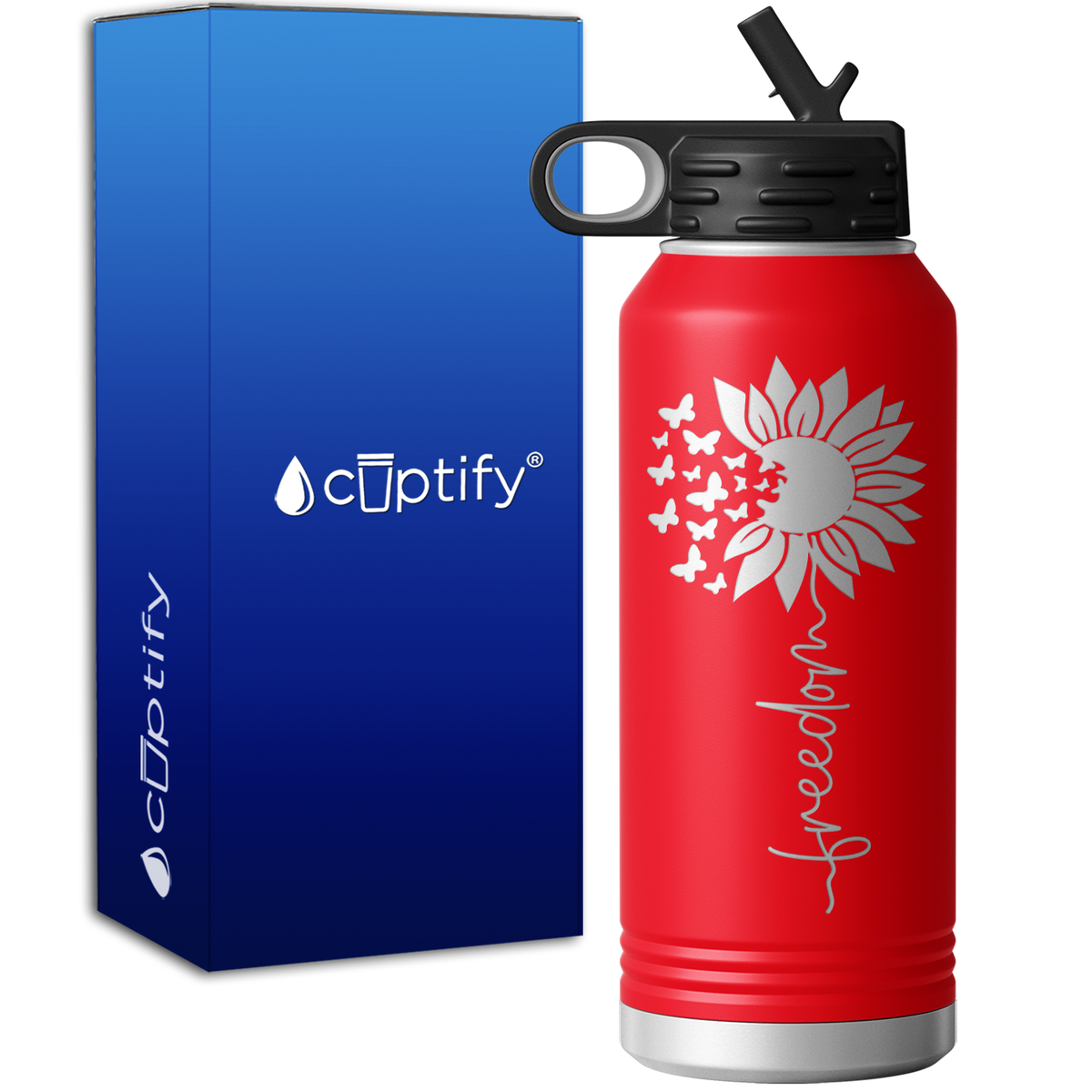 Freedom Sunflower 32oz Sport Water Bottle