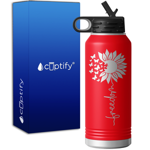Freedom Sunflower 32oz Sport Water Bottle