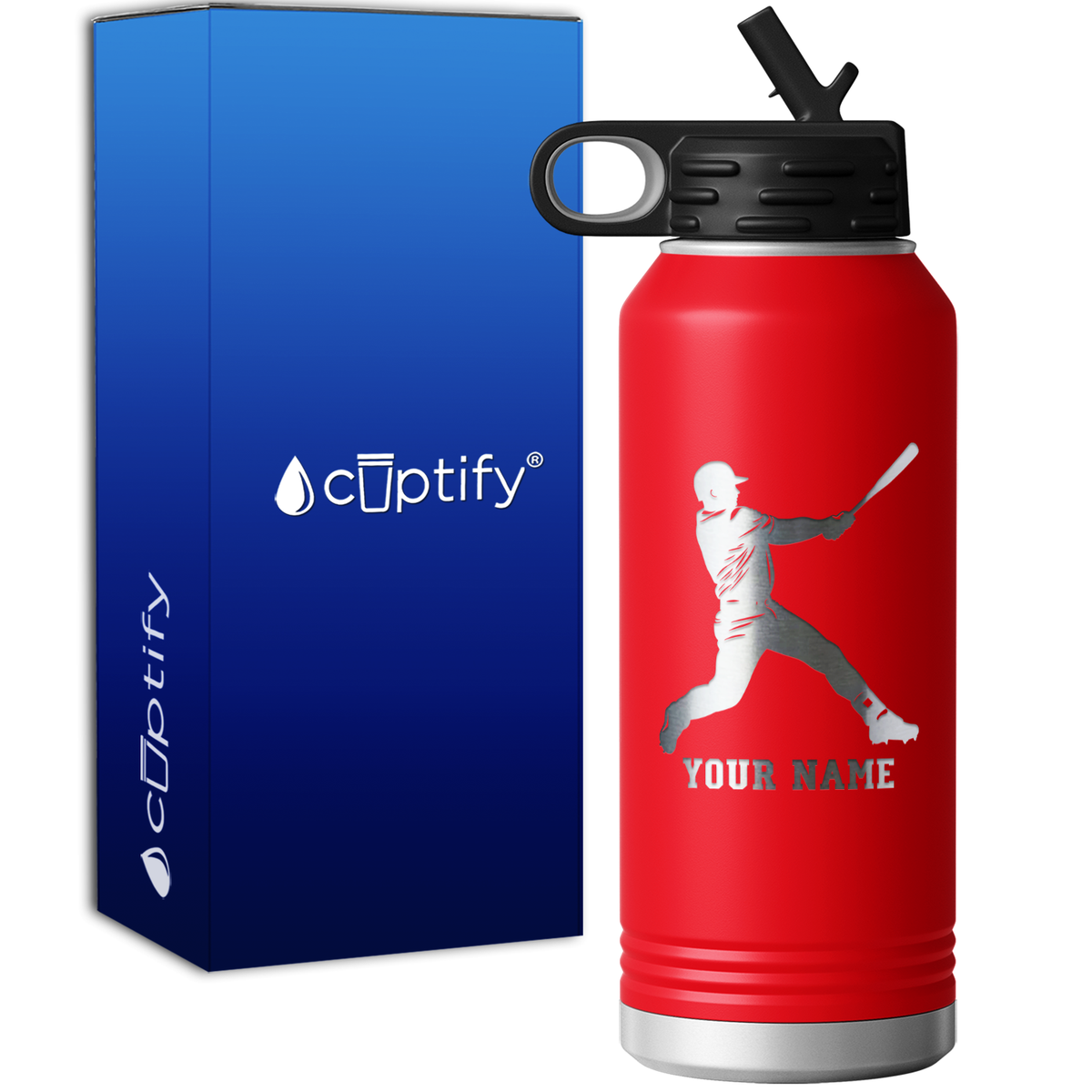 Personalized Baseball Player at Bat 32oz Sport Water Bottle