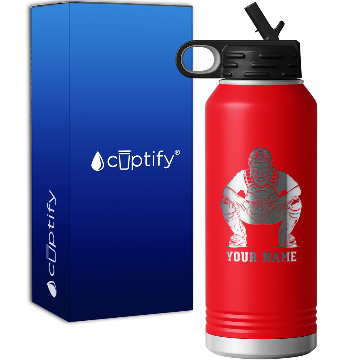 Personalized Baseball Catcher 32oz Sport Water Bottle