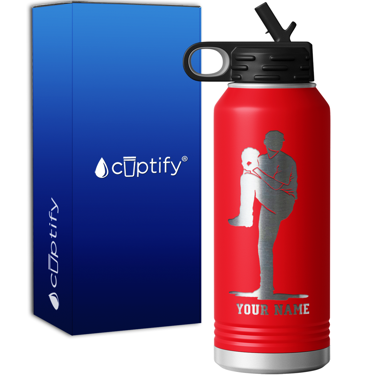 Personalized Baseball Pitcher 32oz Sport Water Bottle