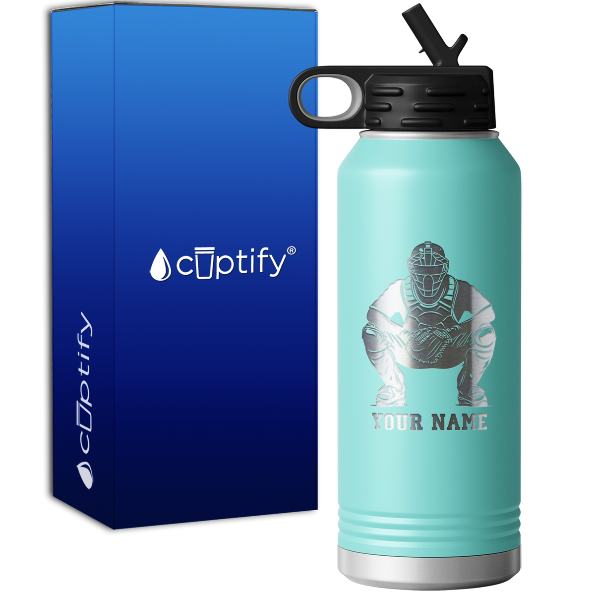 Personalized Baseball Catcher 32oz Sport Water Bottle