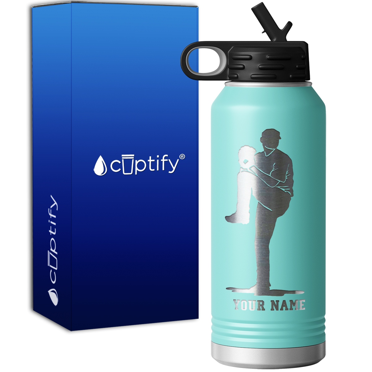 Personalized Baseball Pitcher 32oz Sport Water Bottle