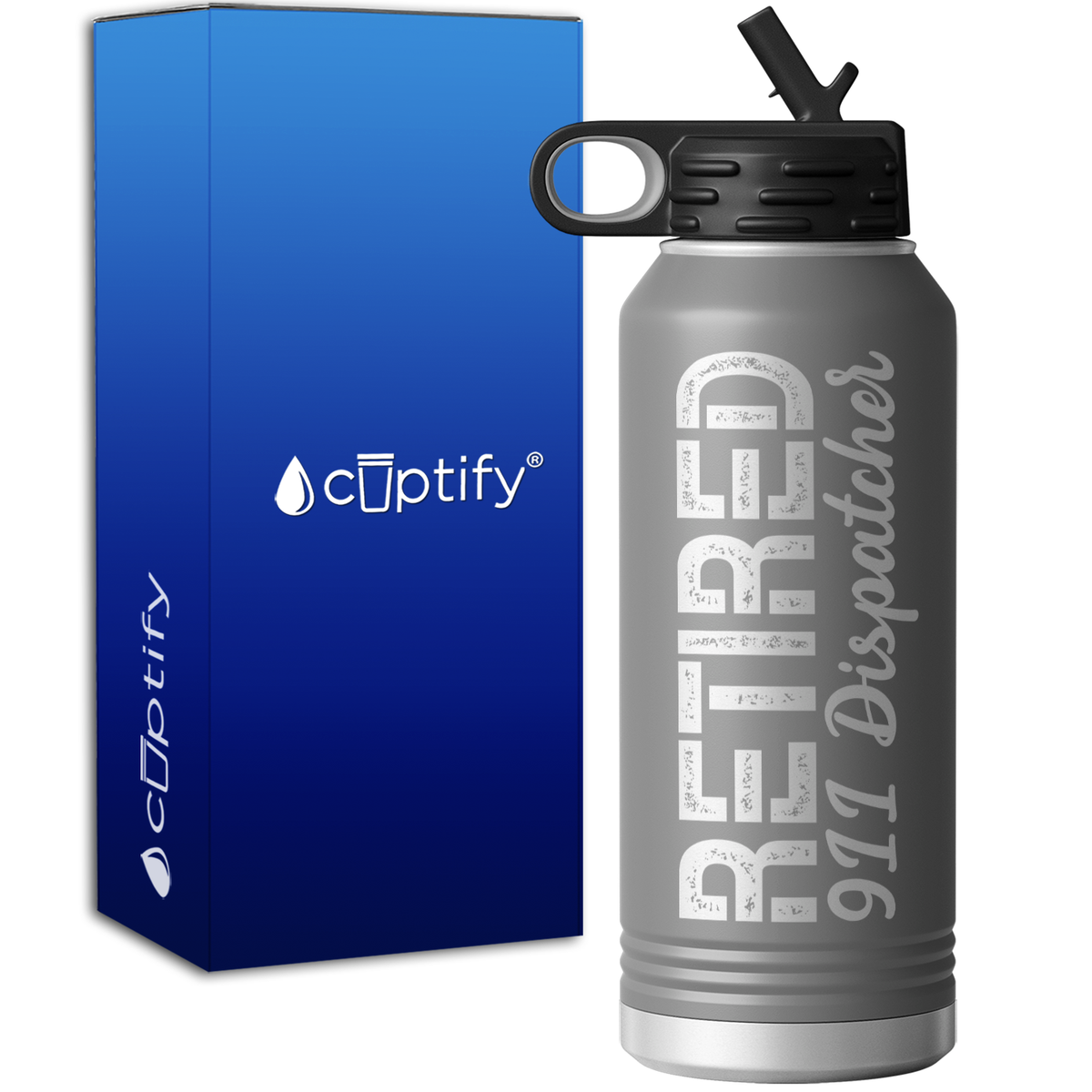 Retired 911 Dispatcher 32oz Sport Water Bottle