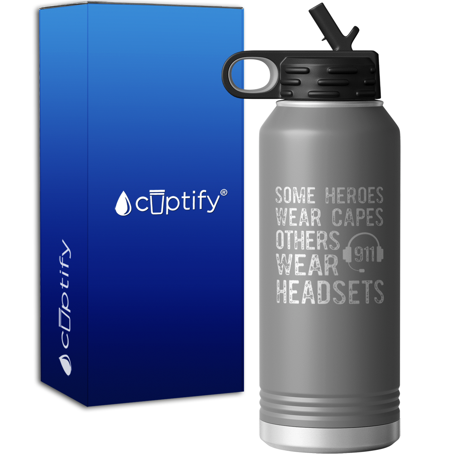 Some Heroes Wear Capes Others Wear Headsets 32oz Sport Water Bottle