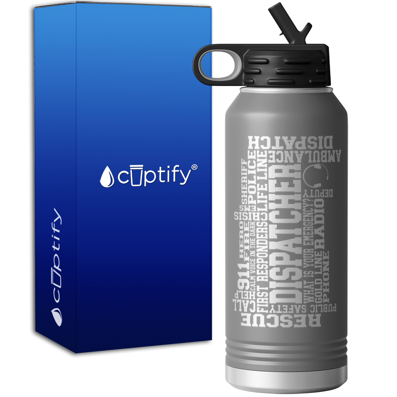 Dispatcher Word Art 32oz Sport Water Bottle