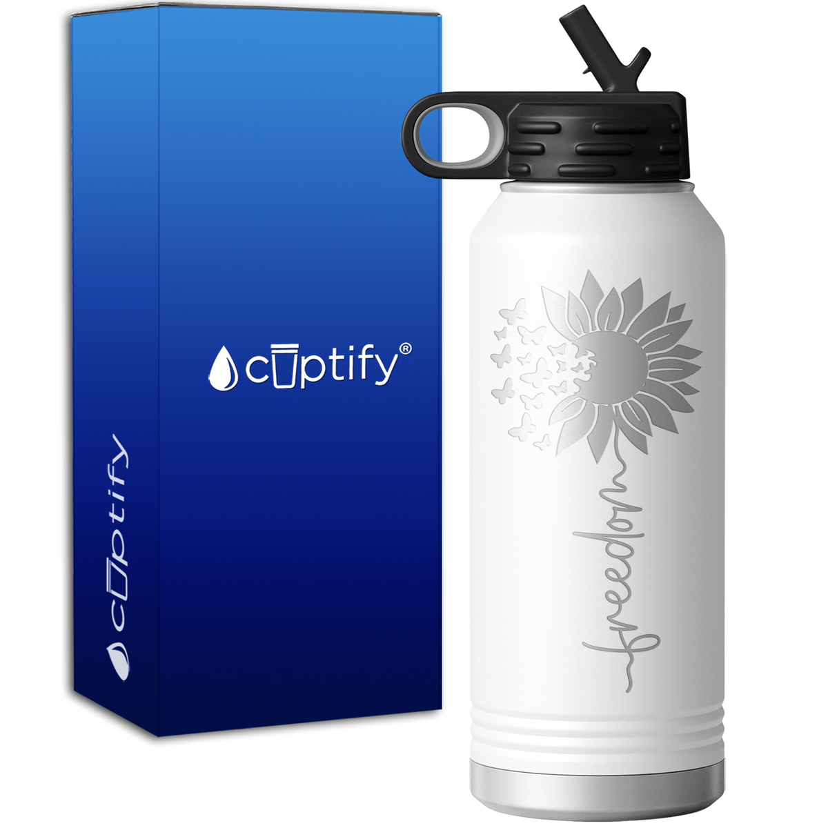 Freedom Sunflower 32oz Sport Water Bottle