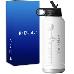 Personalized 911 Dispatcher American Heart 32oz Sport Water Bottle