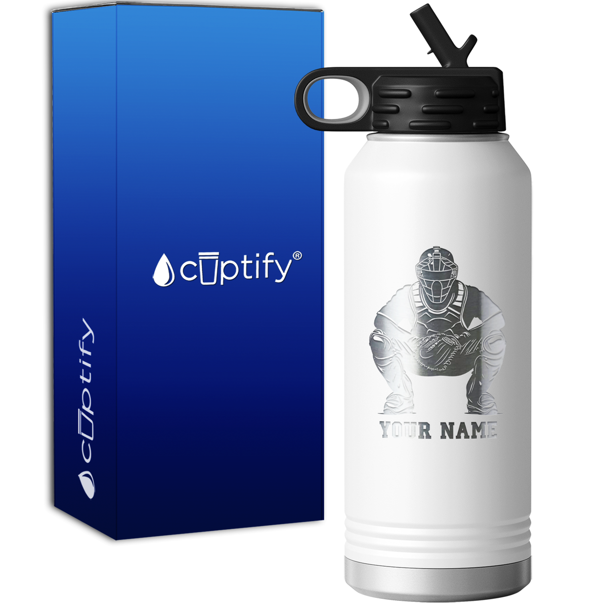 Personalized Baseball Catcher 32oz Sport Water Bottle