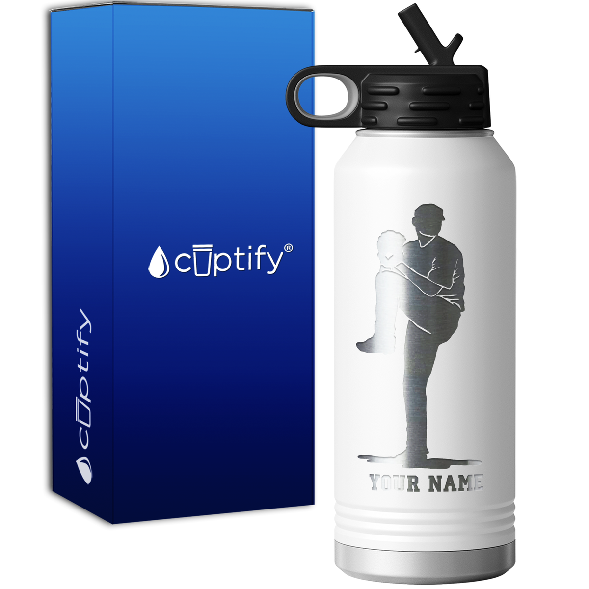 Personalized Baseball Pitcher 32oz Sport Water Bottle