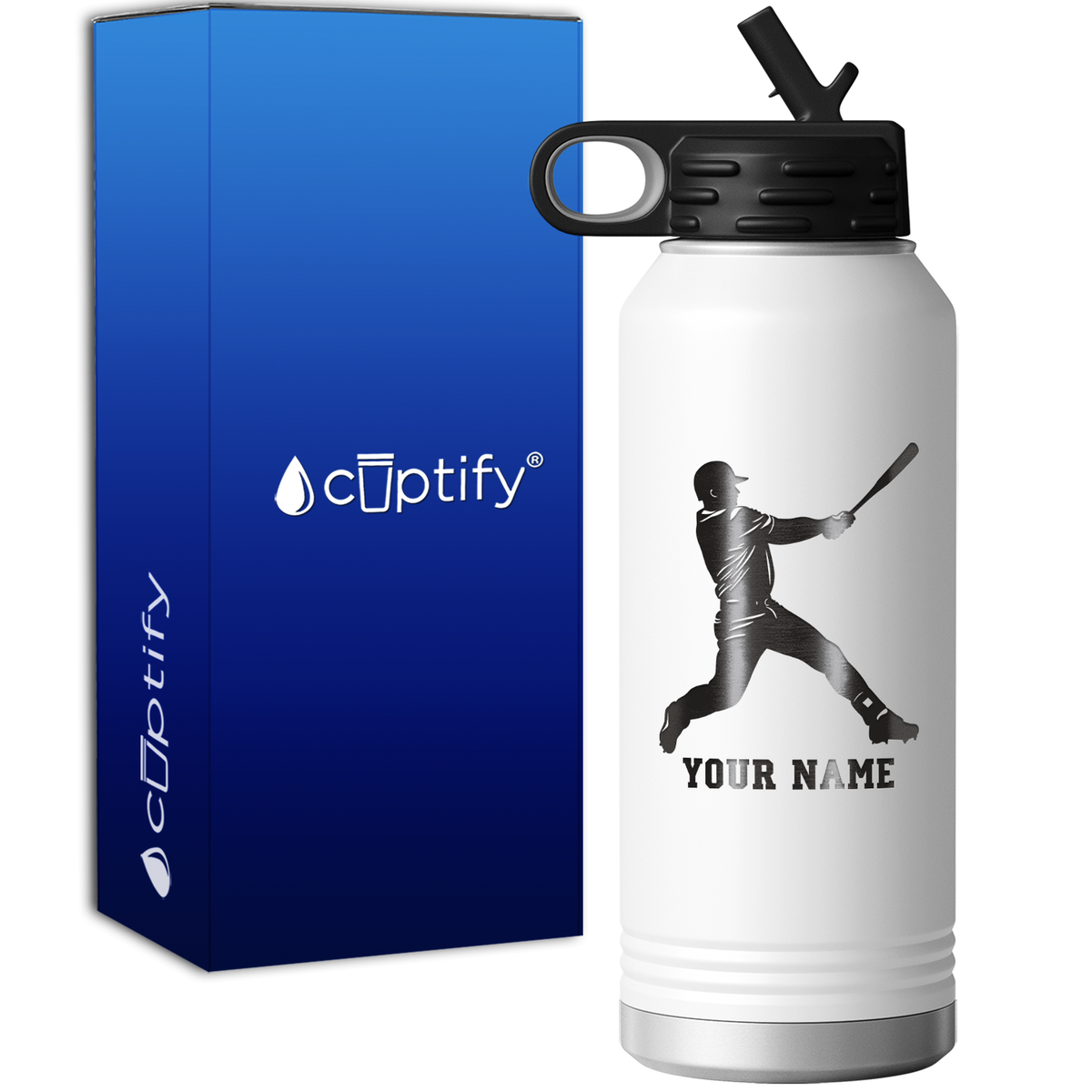 Personalized Baseball Player at Bat 32oz Sport Water Bottle
