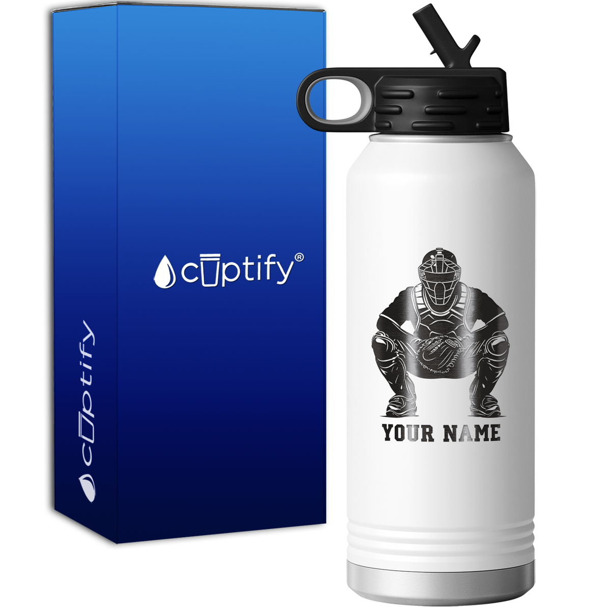 Personalized Baseball Catcher 32oz Sport Water Bottle