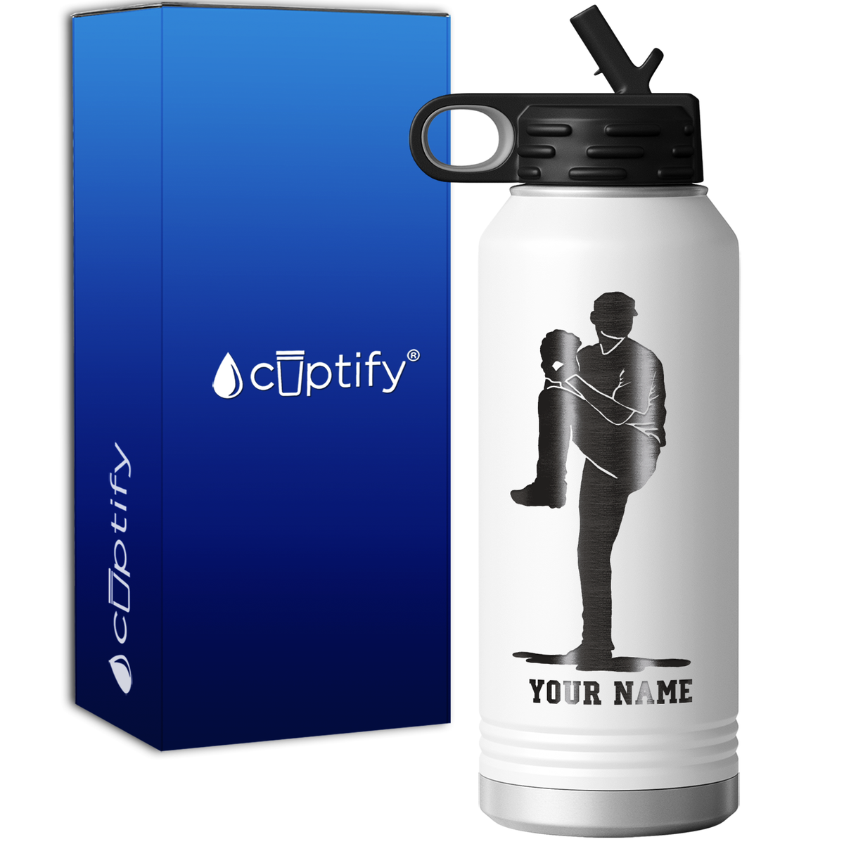 Personalized Baseball Pitcher 32oz Sport Water Bottle
