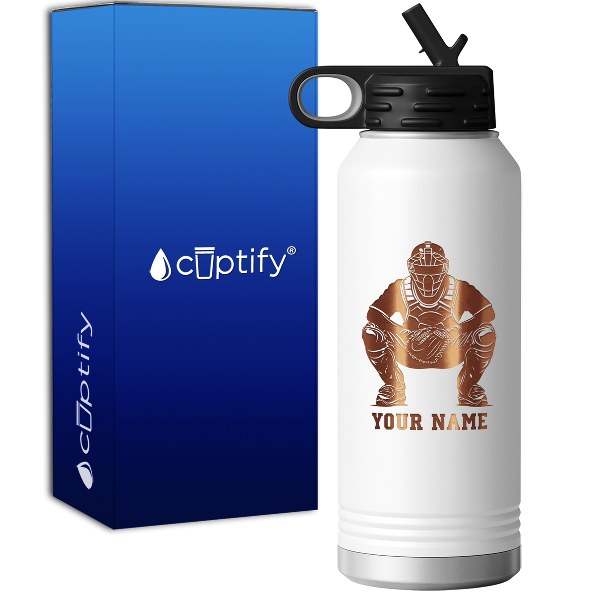 Personalized Baseball Catcher 32oz Sport Water Bottle