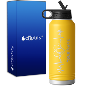 Personalized Dispatcher Heart with Heartbeat 32oz Sport Water Bottle