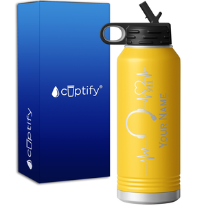Personalized 911 Dispatcher Heartbeat 32oz Sport Water Bottle