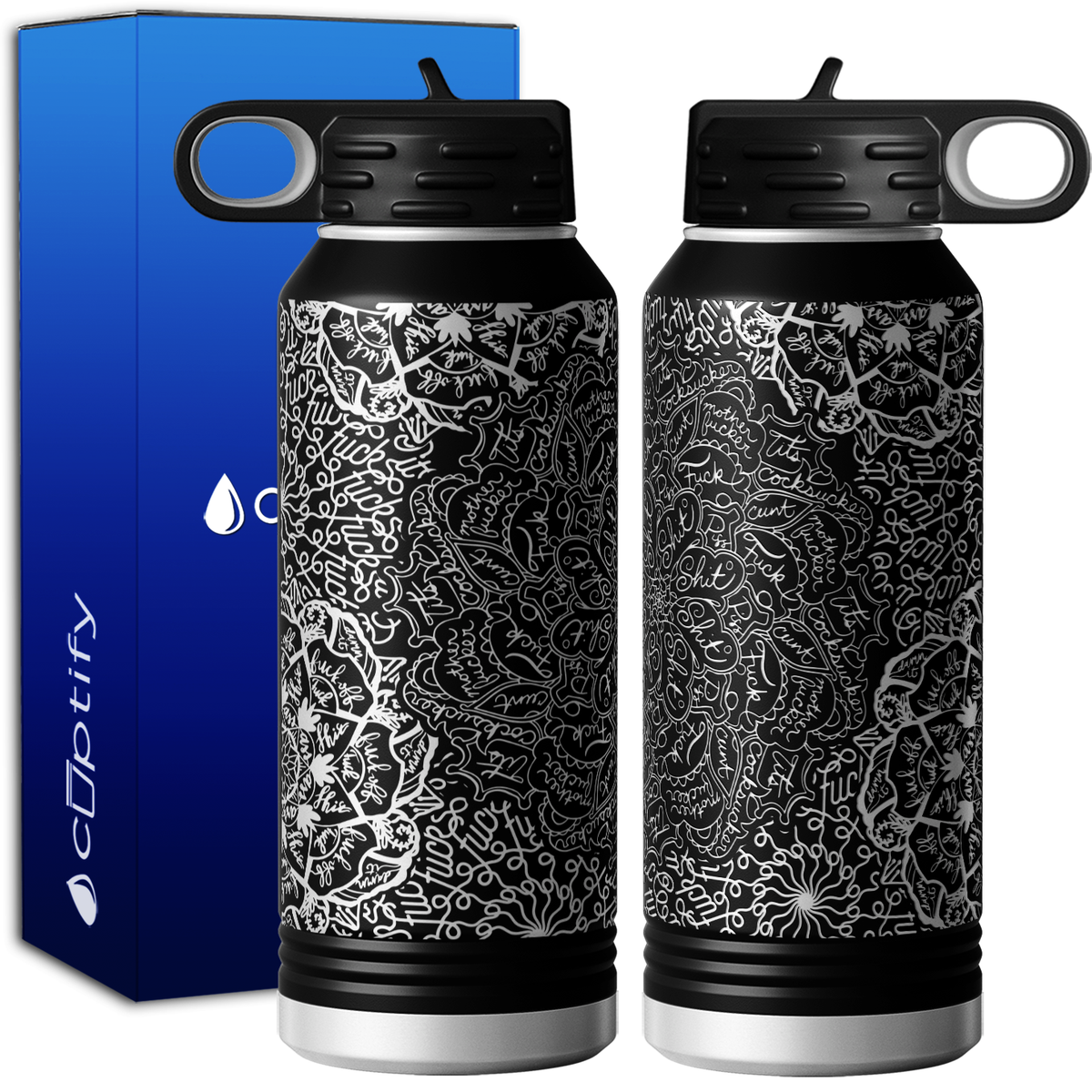 Hidden Cuss Word Mandala 32oz Sport Water Bottle