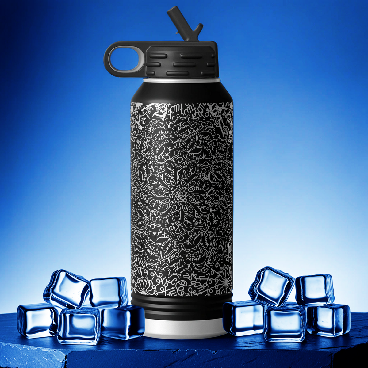 Hidden Cuss Word Mandala 32oz Sport Water Bottle