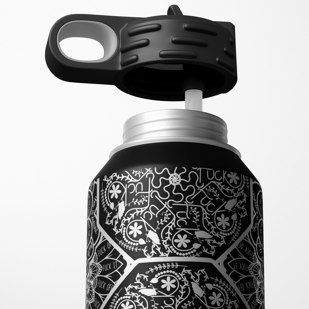 Hidden Swear Word Mandala 32oz Sport Water Bottle