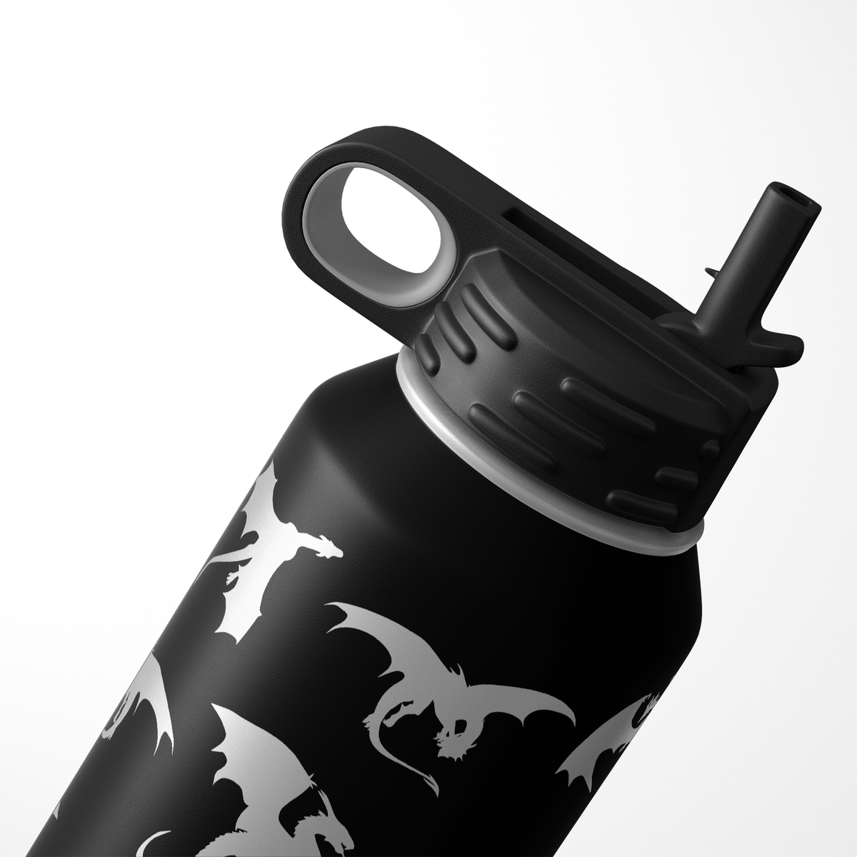 Flying Dragons Silhouette 32oz Sport Water Bottle