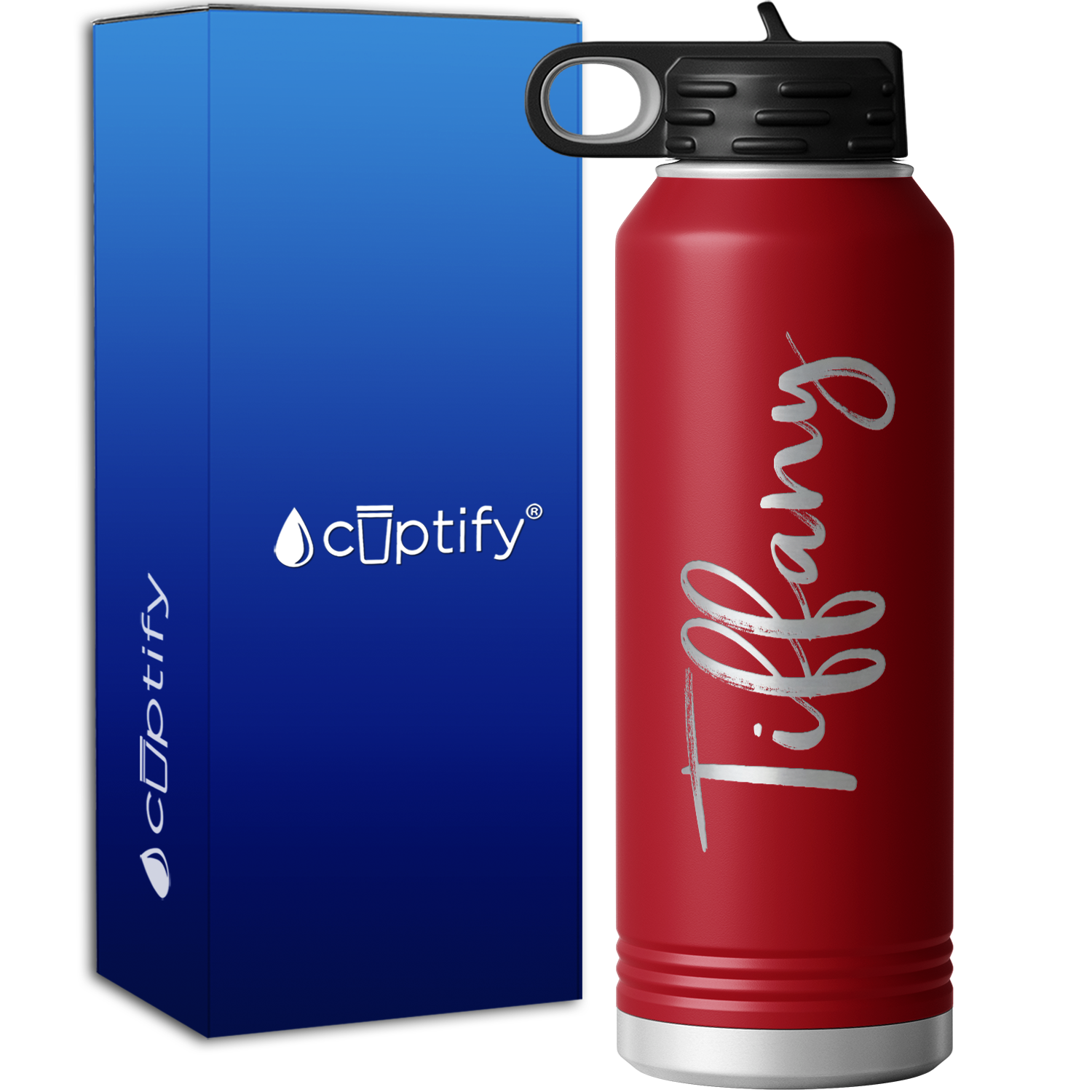 Personalized Maroon 40oz Engraved Sport Water Bottle