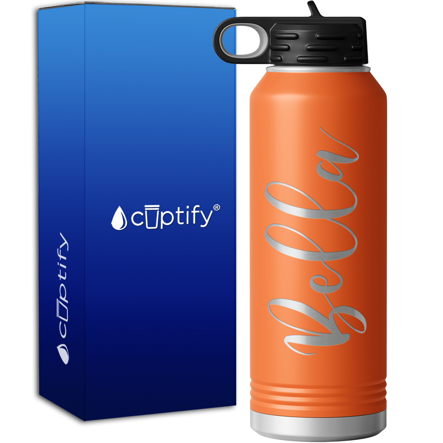 Personalized Orange 40oz Engraved Sport Water Bottle