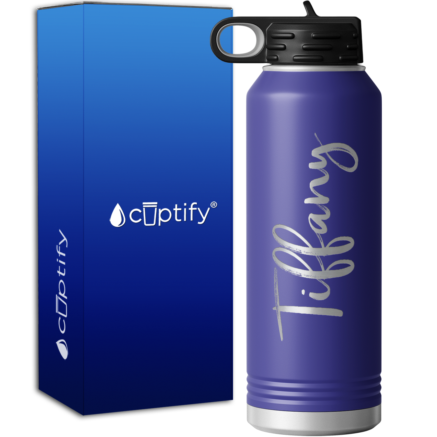 Personalized Purple 40oz Engraved Sport Water Bottle