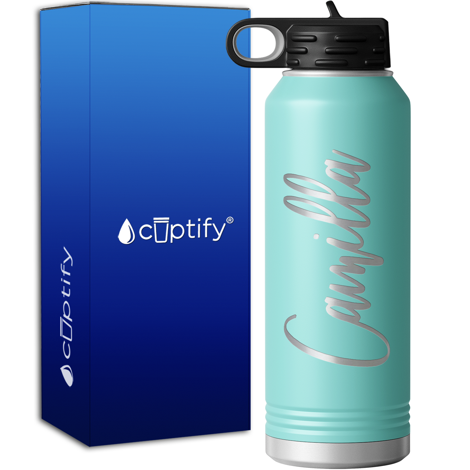 Personalized Seafoam 40oz Engraved Sport Water Bottle