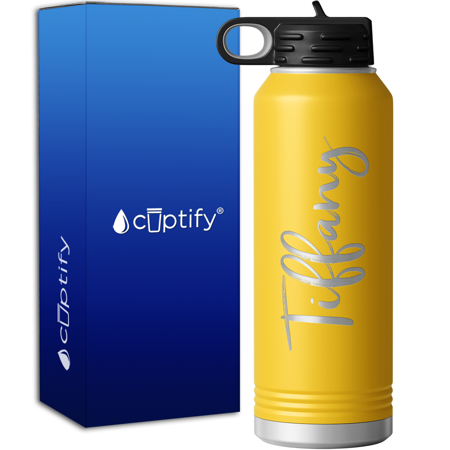 Personalized Yellow 40oz Engraved Sport Water Bottle