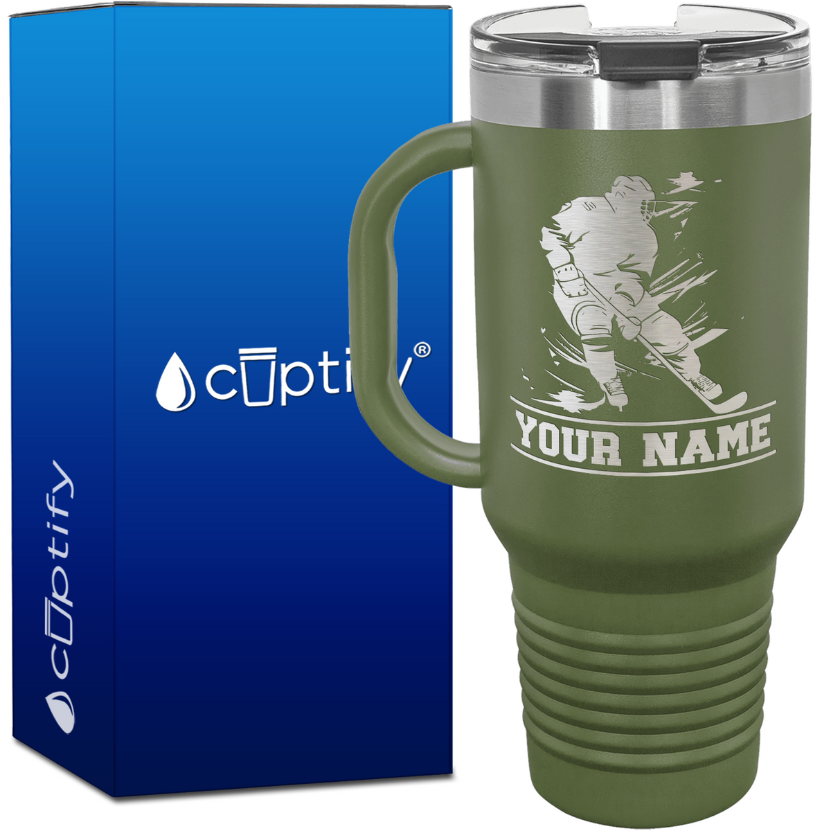Personalized Skating Hockey Player.40oz Travel Mug