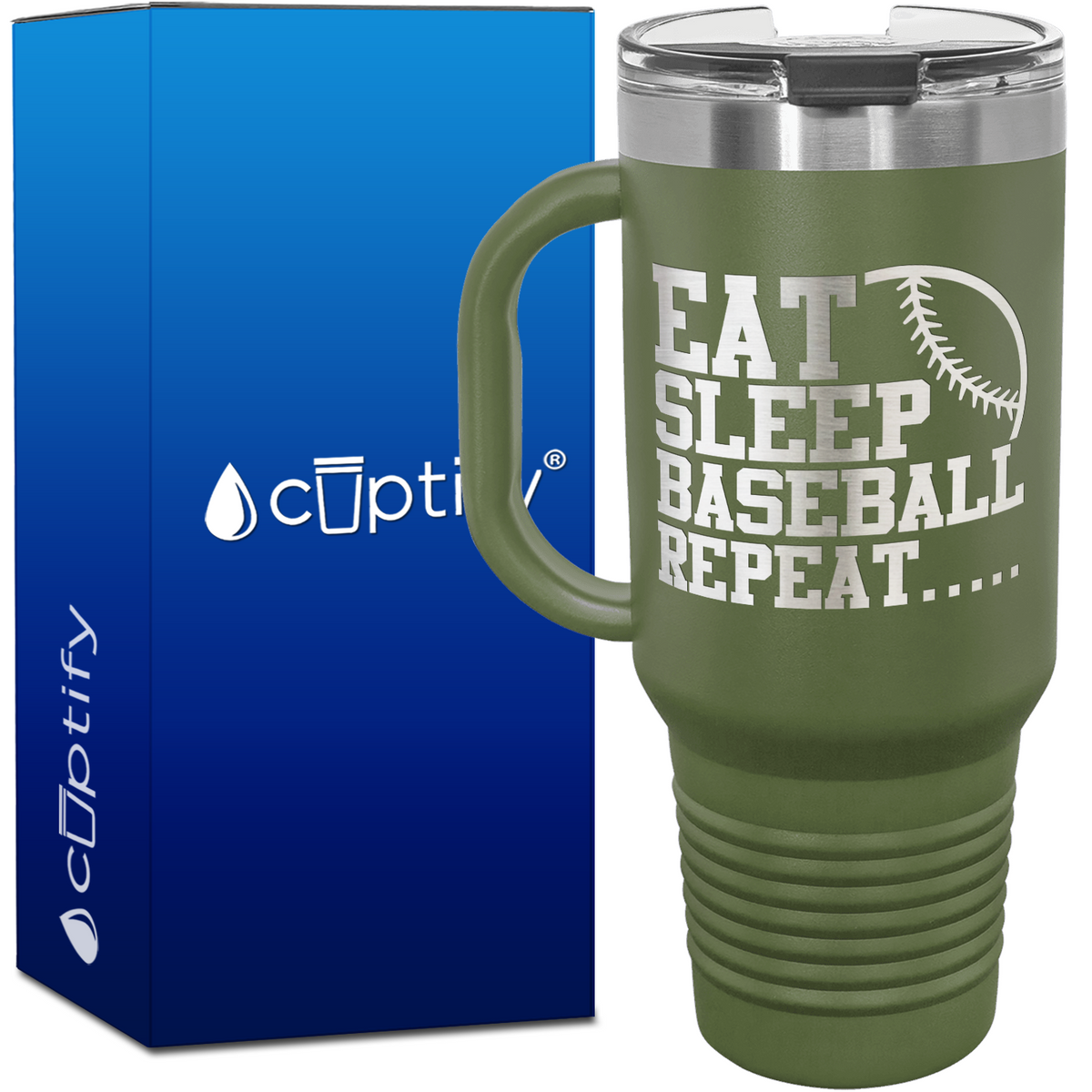 Eat Sleep Baseball Repeat 40oz Baseball Travel Mug