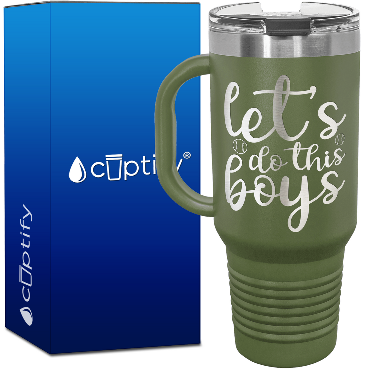 Let's Do This Boys Baseball 40oz Baseball Travel Mug