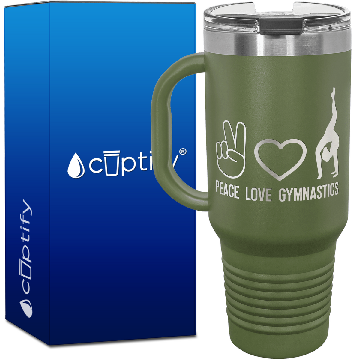 Peace Love Gymnastics 40oz Gymnastics Travel Mug