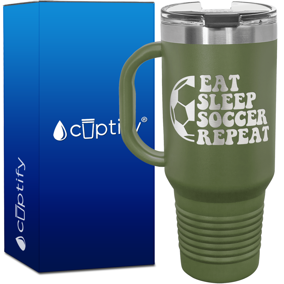 Eat Sleep Soccer Repeat Soccer Ball 40oz Soccer Travel Mug