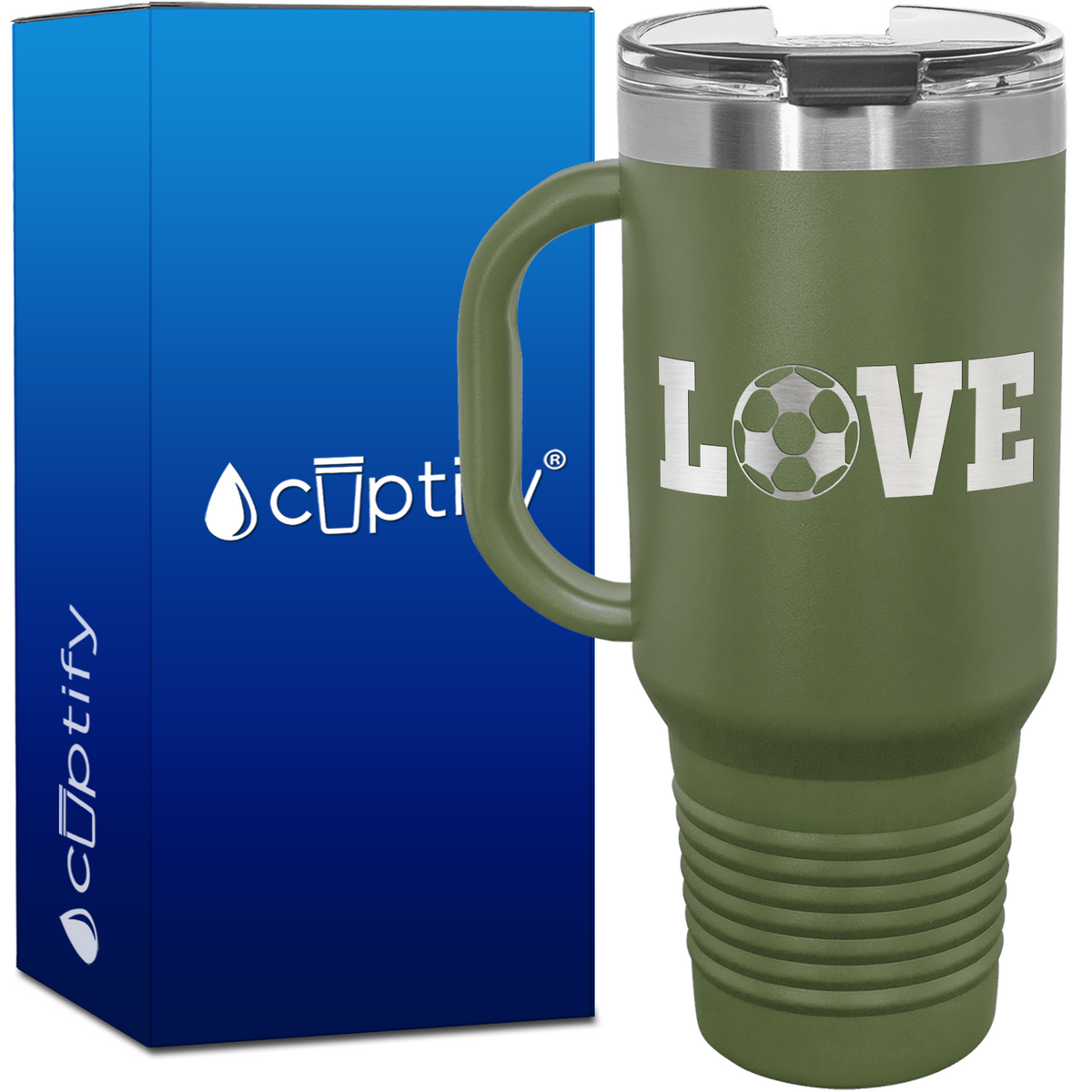 Love Soccer Ball 40oz Soccer Travel Mug