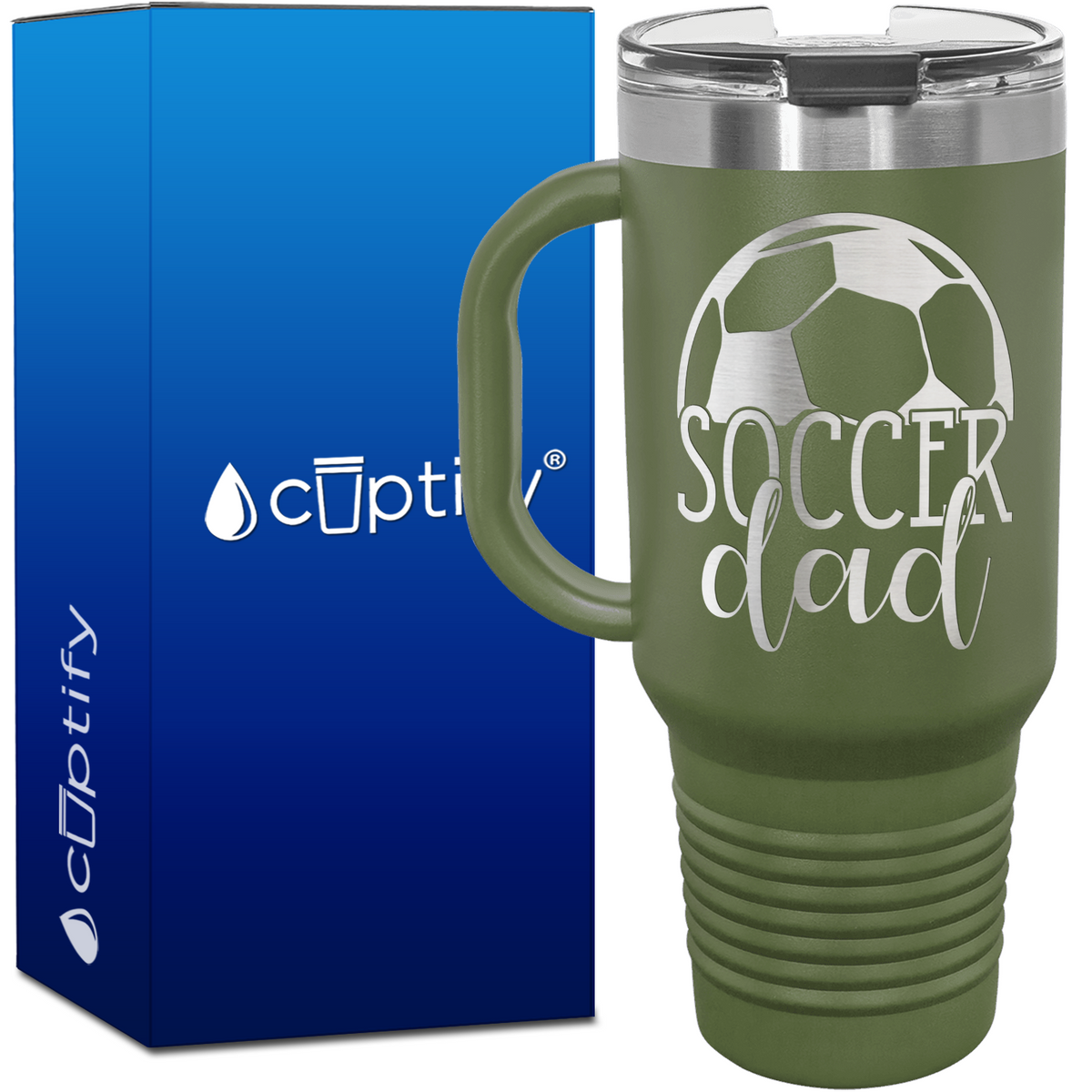 Soccer Dad with Ball on Top 40oz Soccer Travel Mug