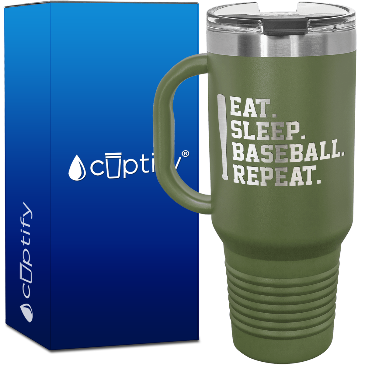 Eat. Sleep. Baseball. Repeat. Bat 40oz Baseball Travel Mug
