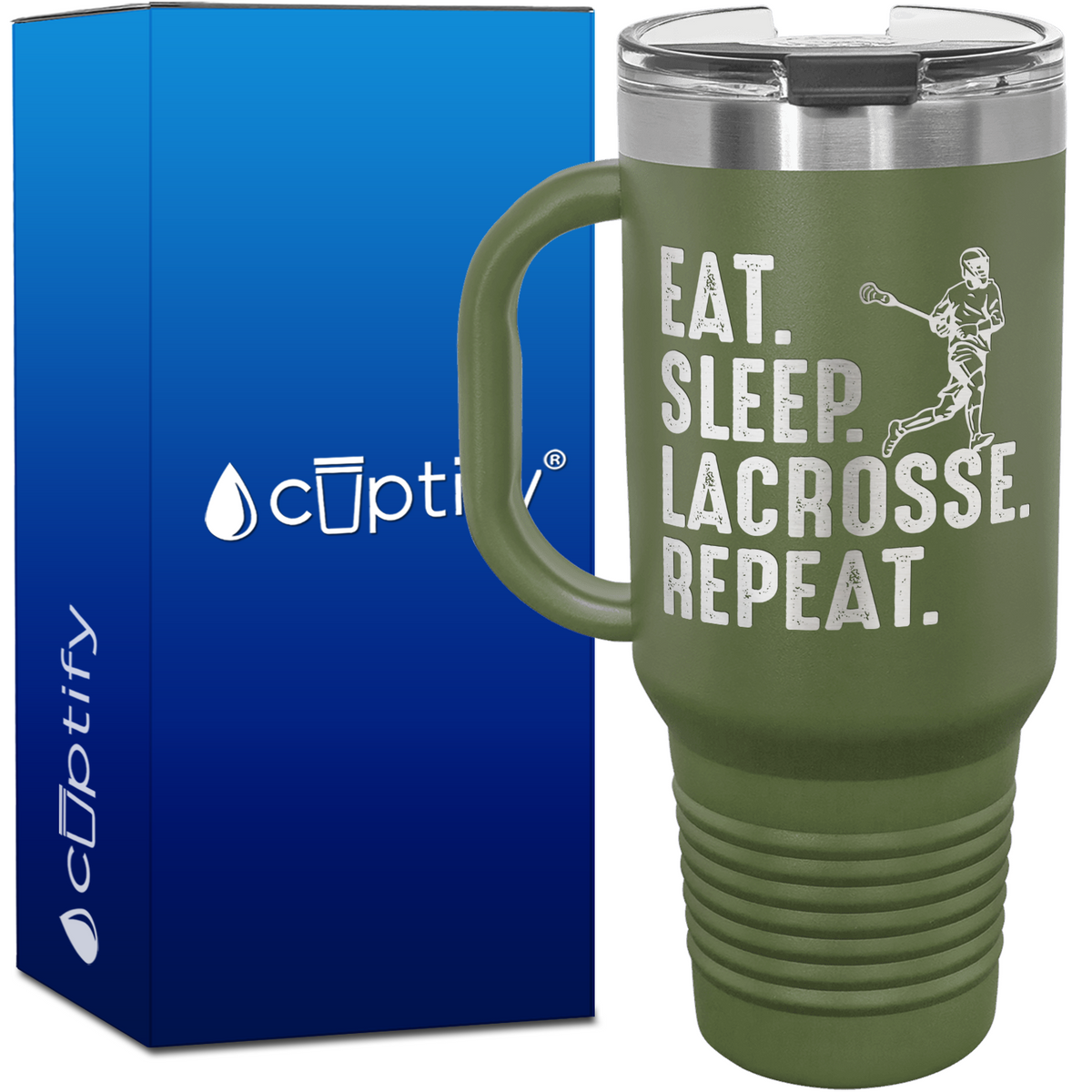 Eat. Sleep. Lacrosse. Repeat. 40oz Lacrosse Travel Mug