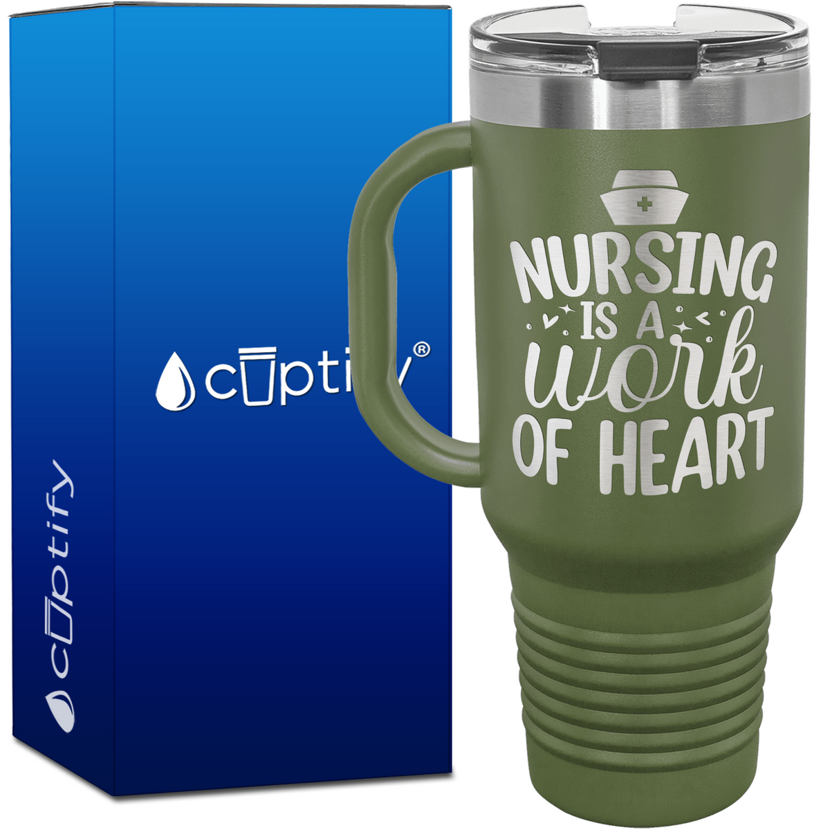 Nursing is a Work of Heart 40oz Nurse Travel Mug