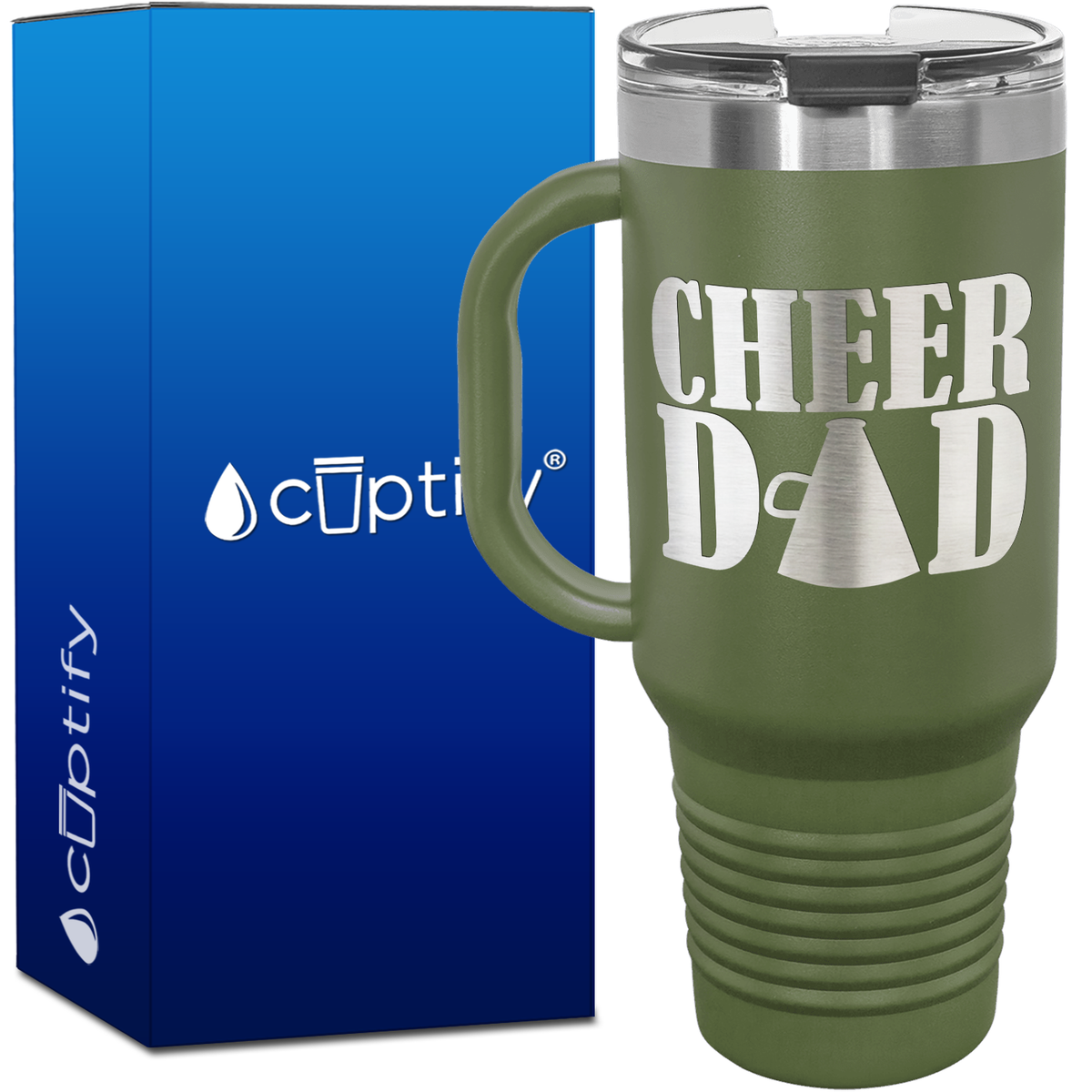 Cheer Dad Megaphone 40oz Cheer Travel Mug