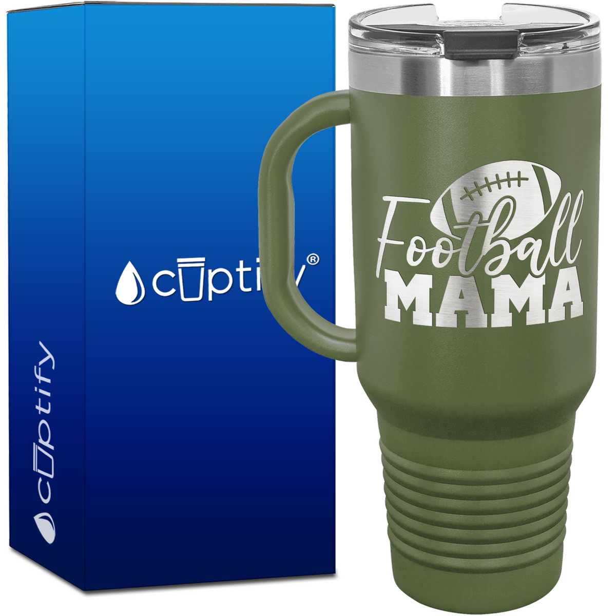 Football Mama with Football 40oz Football Travel Mug