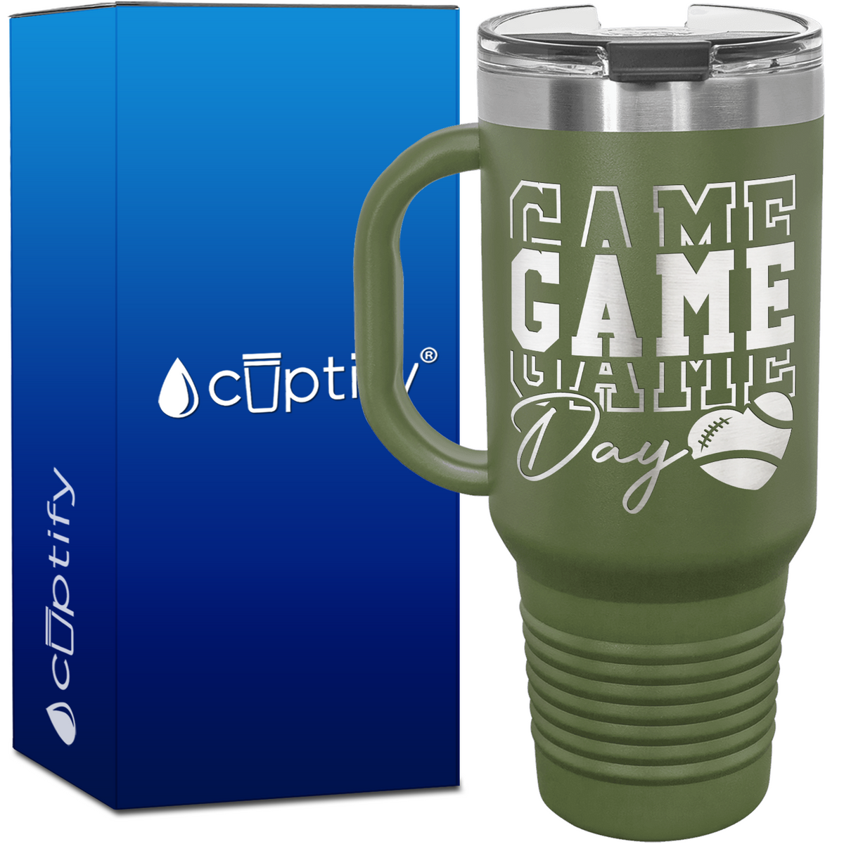 Game Game Game Day Football 40oz Football Travel Mug